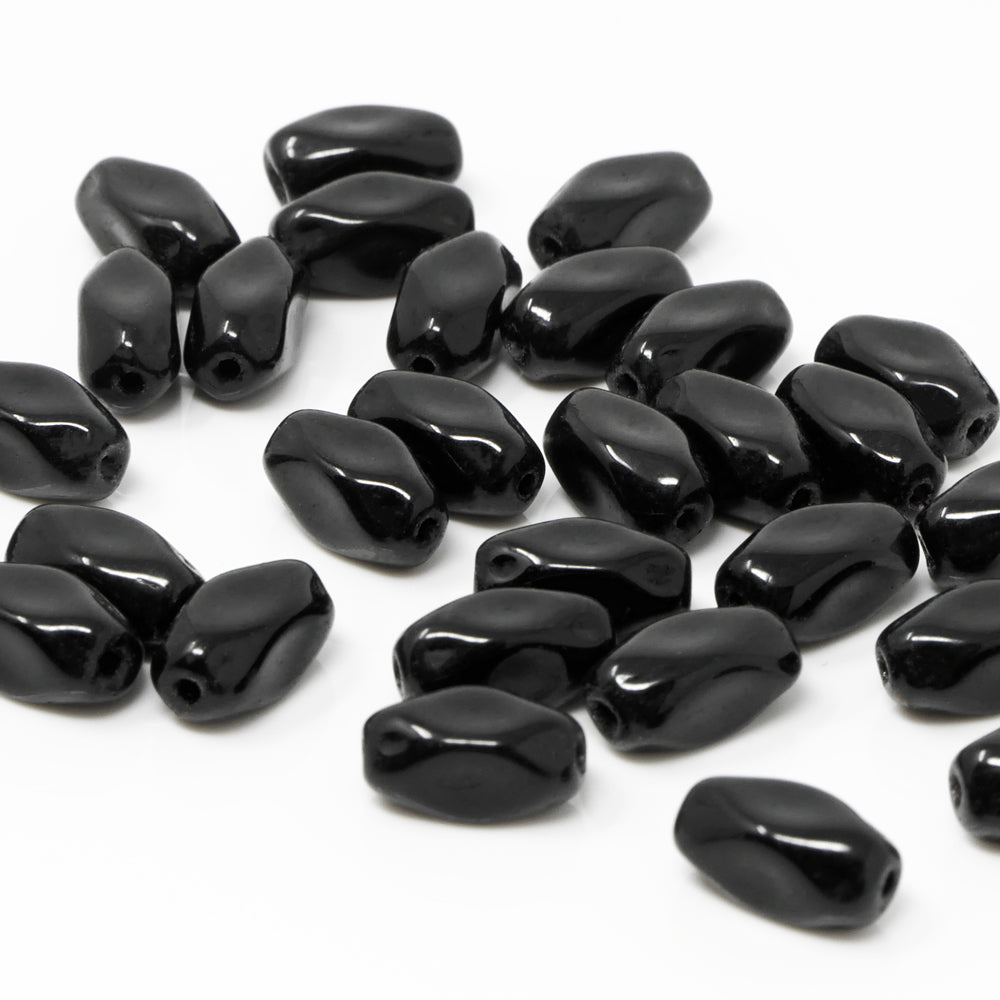 Glasperlen 30 St. Nuggets schwarz 9 mm Böhmische Glas Perlen Beads  zum Basteln