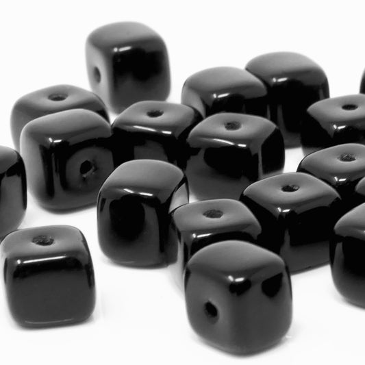 Glasperlen 25x Würfel schwarz 5mm Bastelsteine Würfelperlen Perlen Beads  -1824