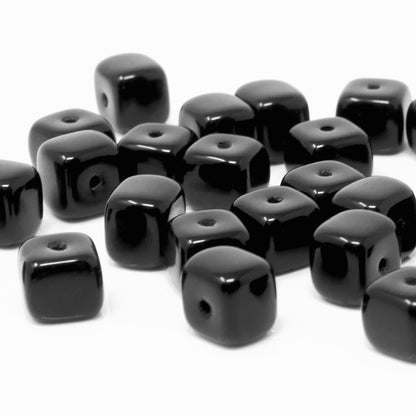 Glasperlen 25x Würfel schwarz 5mm Bastelsteine Würfelperlen Perlen Beads  -1824