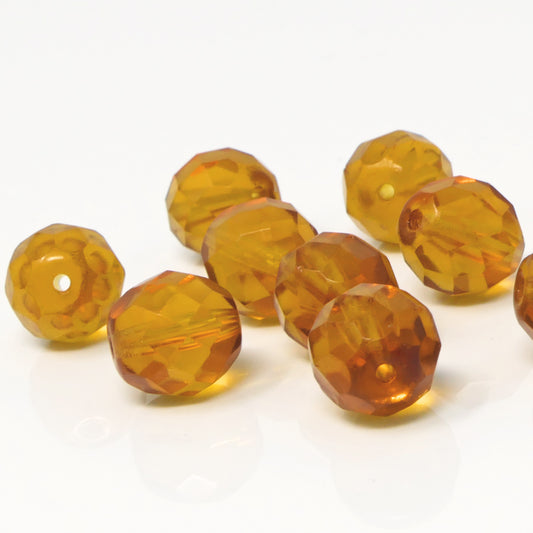 Glasschliffperlen 10 St. rund 10mm Perlen topas Facettenperlen zum Basteln