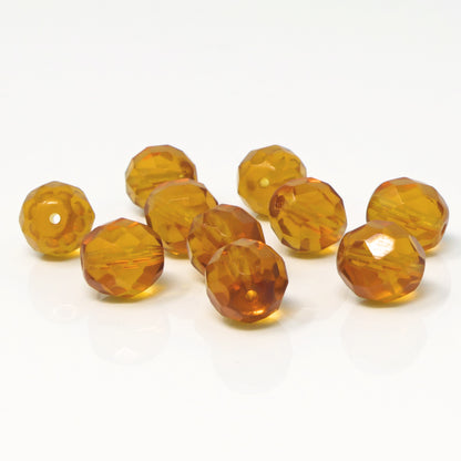 Glasschliffperlen 10 St. rund 10mm Perlen topas Facettenperlen zum Basteln