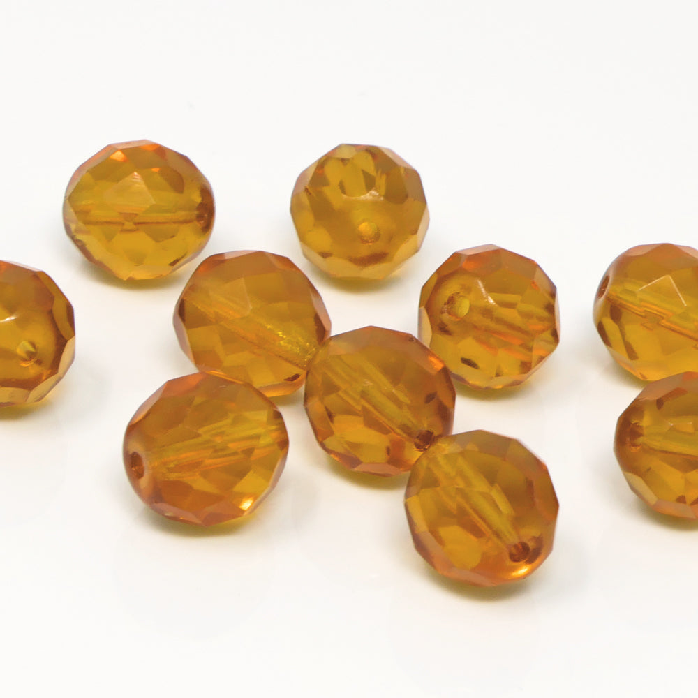 Glasschliffperlen 10 St. rund 10mm Perlen topas Facettenperlen zum Basteln