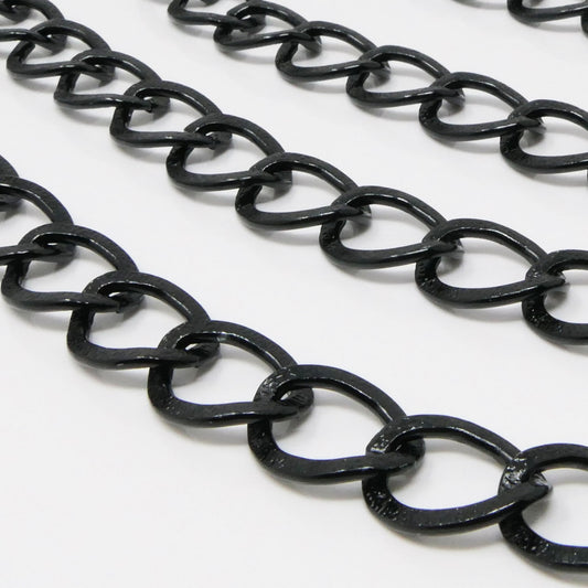 Metallkette Gliederkette 1m Schmuckkette aus Alu Kettenrohling Schwarz