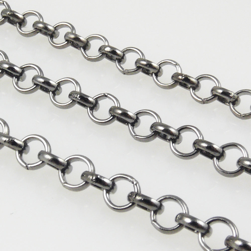 Metallkette 1m massive Gliederkette 5mm Erbskette metallgrau Schmuckkette Ketten-Rohling