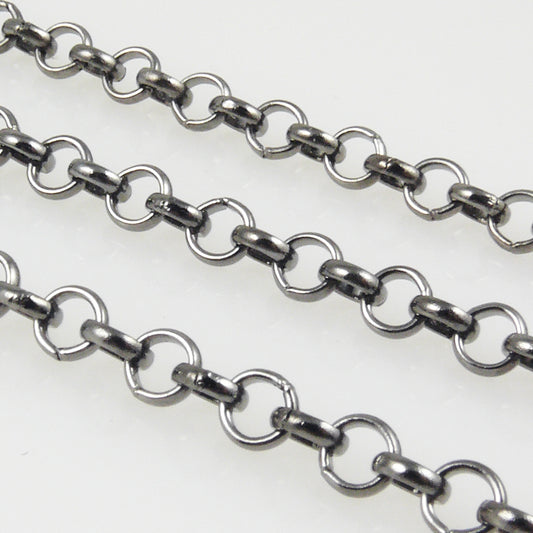 Metallkette 1m massive Gliederkette 5mm Erbskette metallgrau Schmuckkette Ketten-Rohling