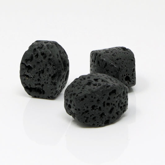 Lavaperlen 3 Stück schwarz Nugget 18x13mm Lava Perlen zum Basteln