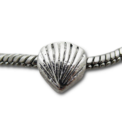 1x Metall Bead Muschel 10mm Sammelperle Metallperlen silbern Metallbeads -450