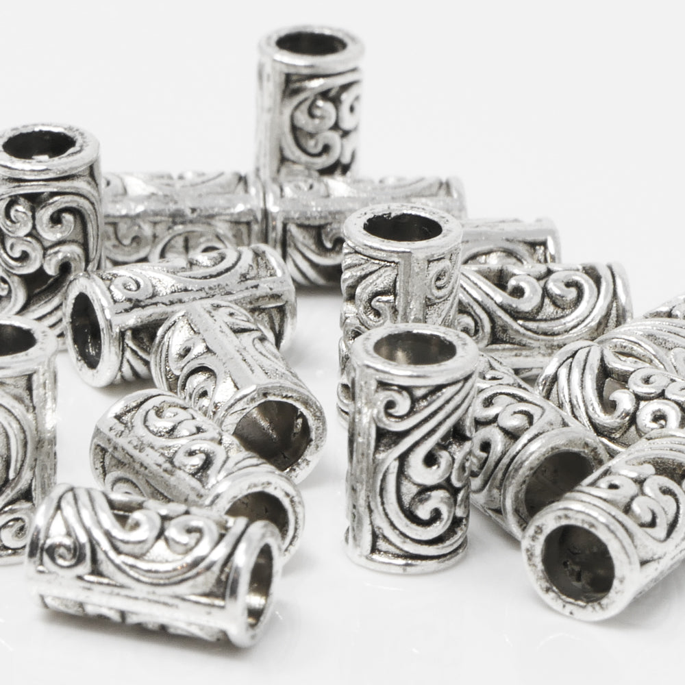 Metallperlen 9x5mm Spacer 20 St. Großlochperlen Altsilber Bastelperlen aus Metall