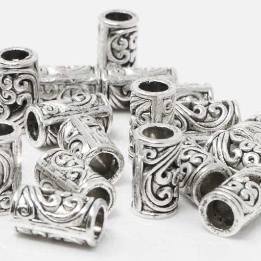 Metallperlen 9x5mm Spacer 20 St. Großlochperlen Altsilber Bastelperlen aus Metall