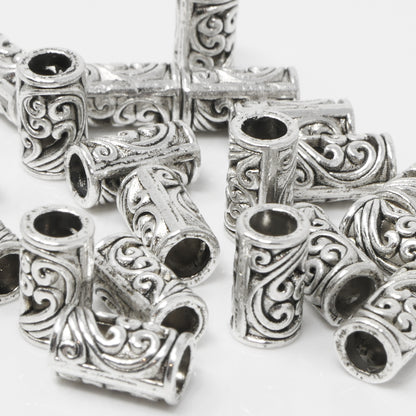 Metallperlen 9x5mm Spacer 20 St. Großlochperlen Altsilber Bastelperlen aus Metall