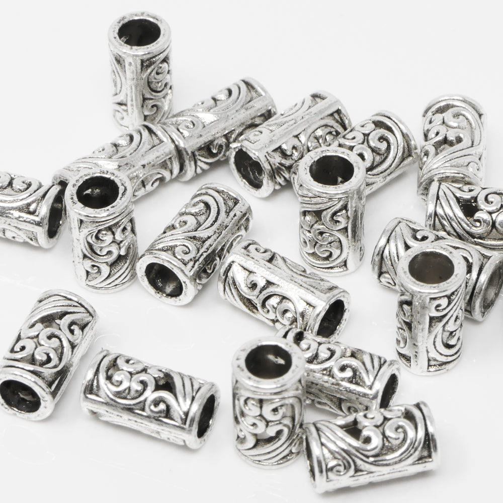 Metallperlen 9x5mm Spacer 20 St. Großlochperlen Altsilber Bastelperlen aus Metall