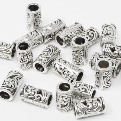 Metallperlen 9x5mm Spacer 20 St. Großlochperlen Altsilber Bastelperlen aus Metall