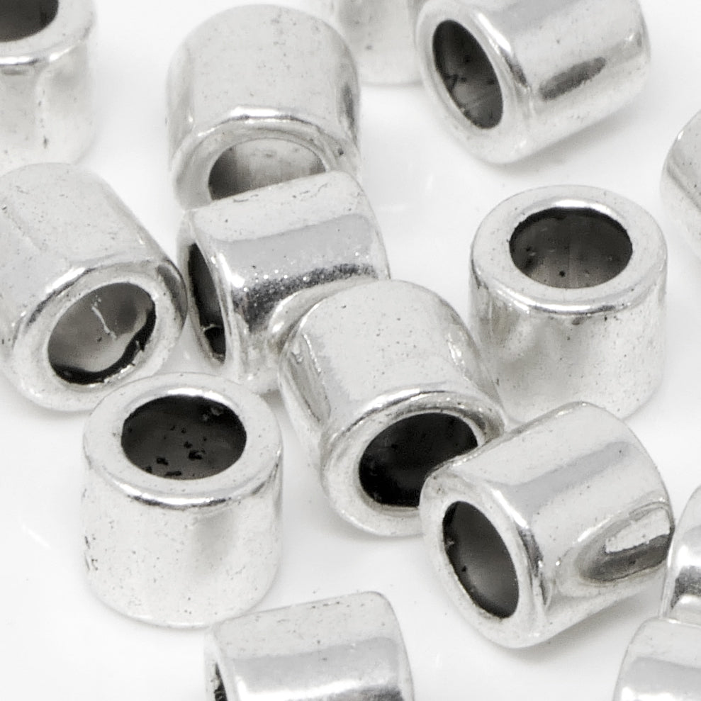 Metallperlen 20 St. Perlen 4x5mm Spacer Großlochperlen silber Metallrocailles