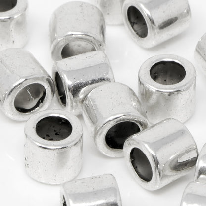 Metallperlen 20 St. Perlen 4x5mm Spacer Großlochperlen silber Metallrocailles
