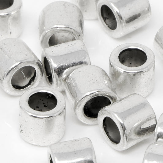 Metallperlen 20 St. Perlen 4x5mm Spacer Großlochperlen silber Metallrocailles