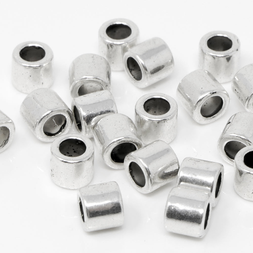 Metallperlen 20 St. Perlen 4x5mm Spacer Großlochperlen silber Metallrocailles