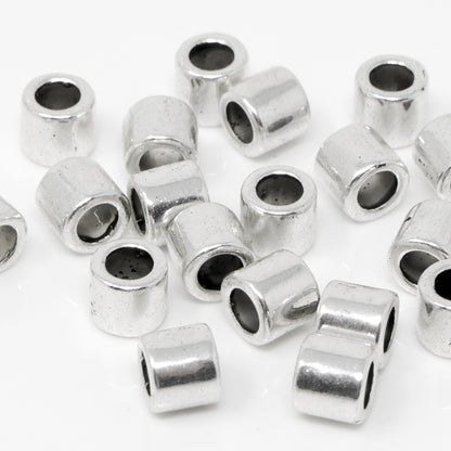 Metallperlen 20 St. Perlen 4x5mm Spacer Großlochperlen silber Metallrocailles
