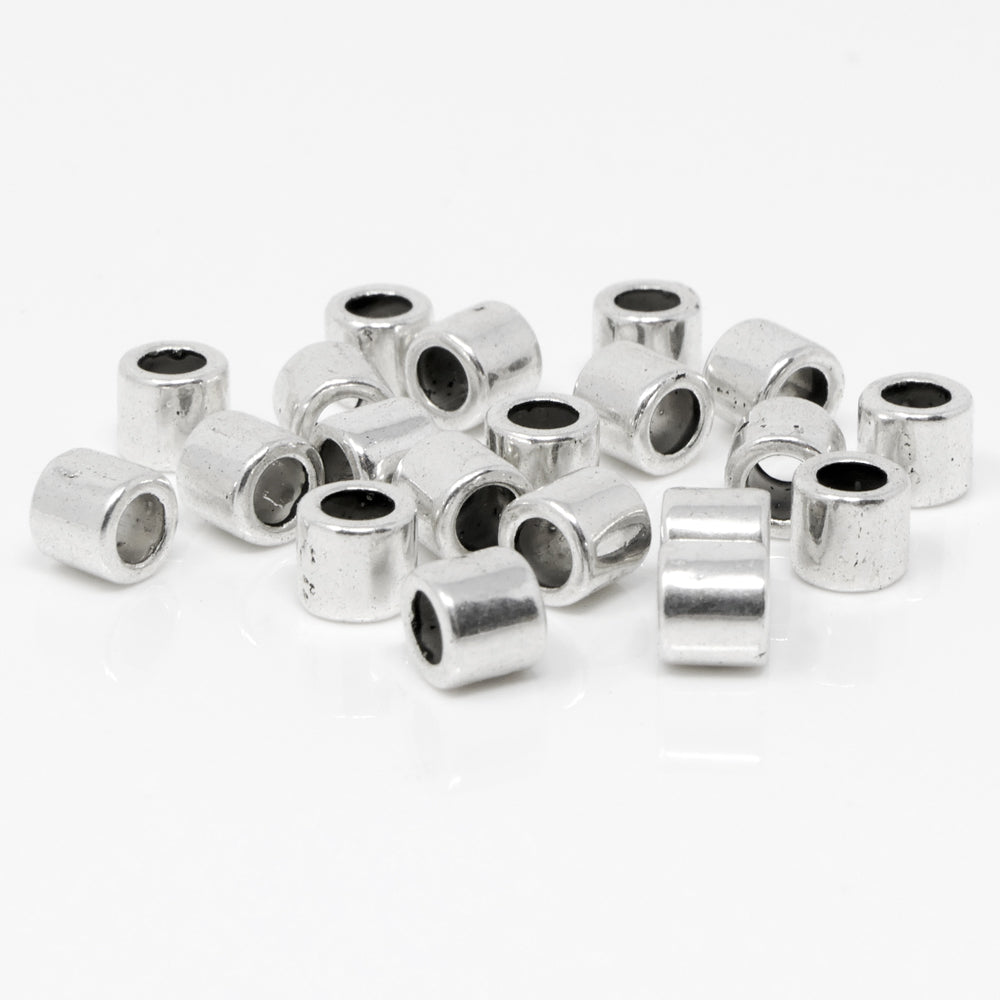 Metallperlen 20 St. Perlen 4x5mm Spacer Großlochperlen silber Metallrocailles