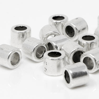 Metallperlen 20 St. Perlen 4x5mm Spacer Großlochperlen silber Metallrocailles