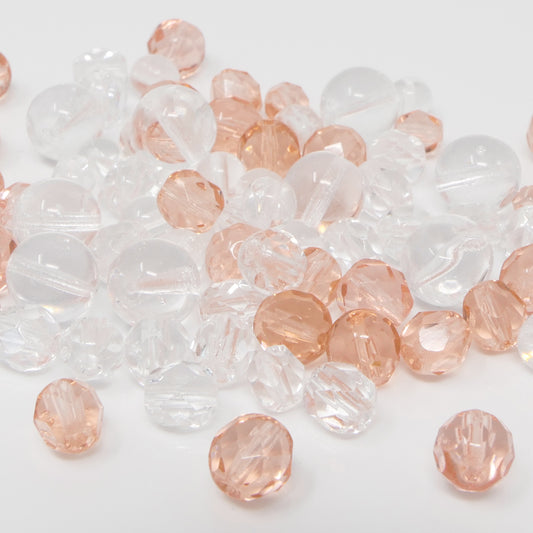 70 St. Perlen rosa kristall Glasschliffperlen Perlenmischung 6-10mm Beads Mix