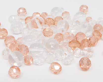 70 St. Perlen rosa kristall Glasschliffperlen Perlenmischung 6-10mm Beads Mix