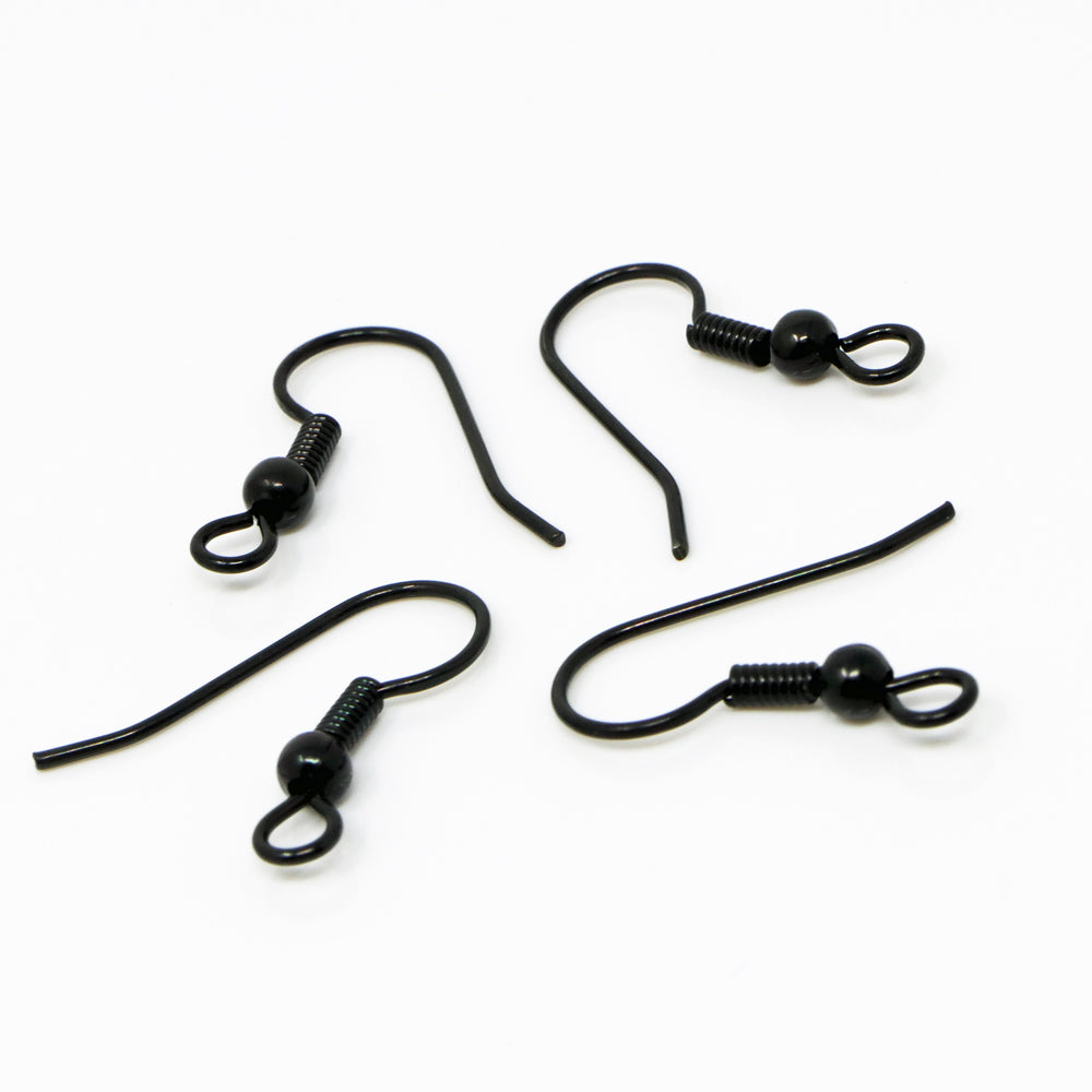 Ohrhaken Ohrhänger 20mm Schwarz 4 St. Fischhaken Ohrringe selber herstellen