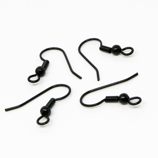Ohrhaken Ohrhänger 20mm Schwarz 4 St. Fischhaken Ohrringe selber herstellen