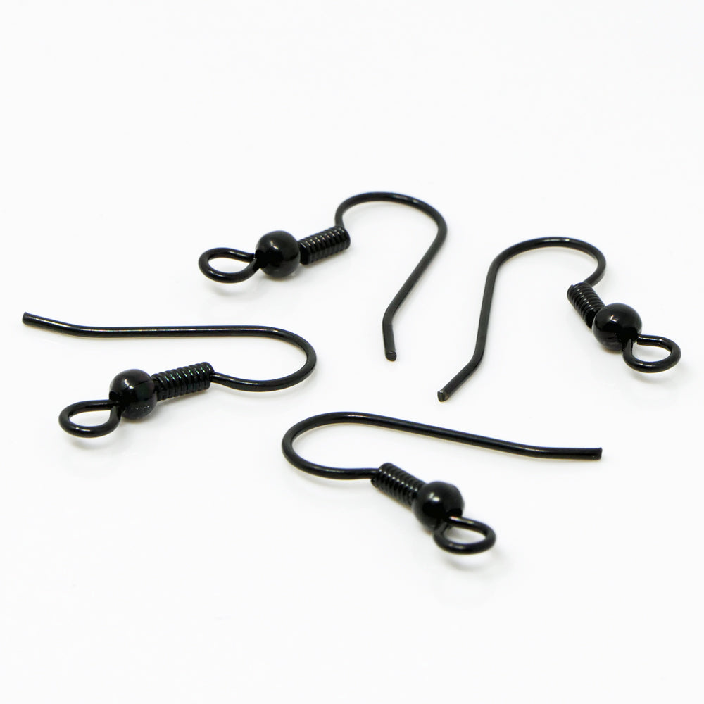 Ohrhaken Ohrhänger 20mm Schwarz 4 St. Fischhaken Ohrringe selber herstellen