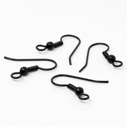 Ohrhaken Ohrhänger 20mm Schwarz 4 St. Fischhaken Ohrringe selber herstellen