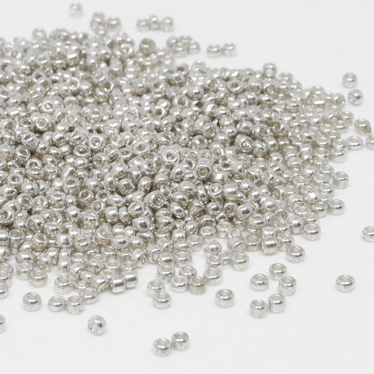 Rocailles Glasperlen 1800 St. Silber Metallic Perlen 2 mm Basteln mit Rocaillesperlen
