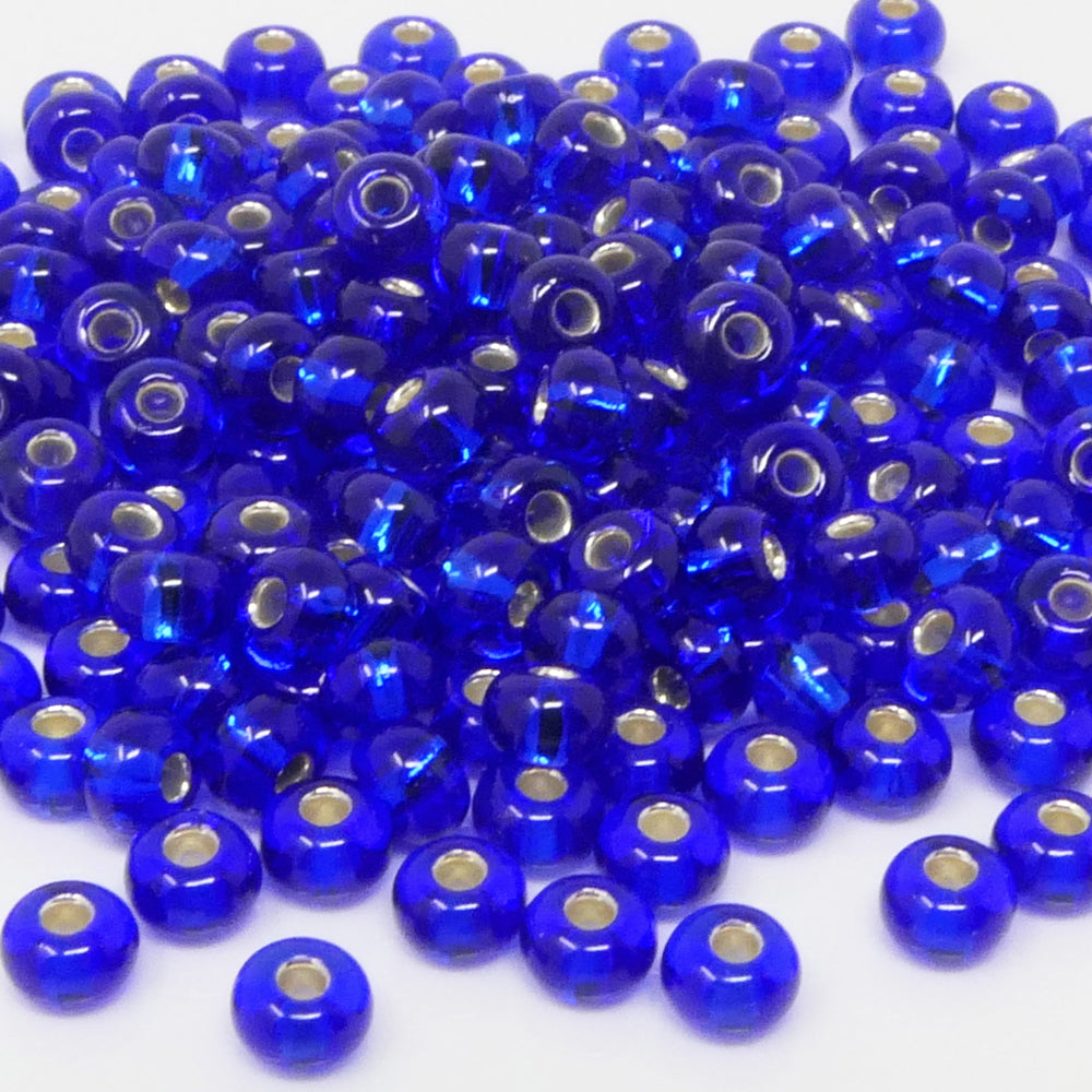 Rocailles 5/0 Glas Perlen mit Silbereinzug 4mm blau 200x Rocaillesperlen -672