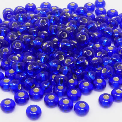 Rocailles 5/0 Glas Perlen mit Silbereinzug 4mm blau 200x Rocaillesperlen -672