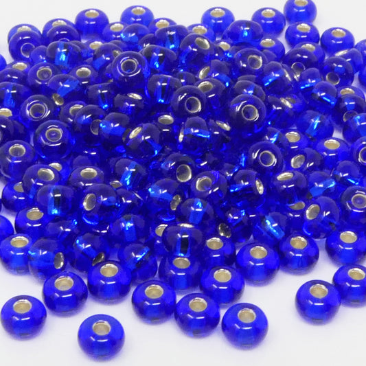 Rocailles 5/0 Glas Perlen mit Silbereinzug 4mm blau 200x Rocaillesperlen -672