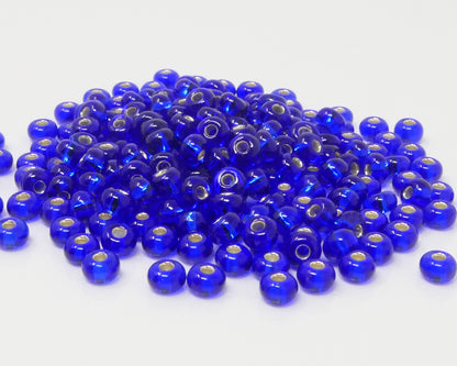 Rocailles 5/0 Glas Perlen mit Silbereinzug 4mm blau 200x Rocaillesperlen -672