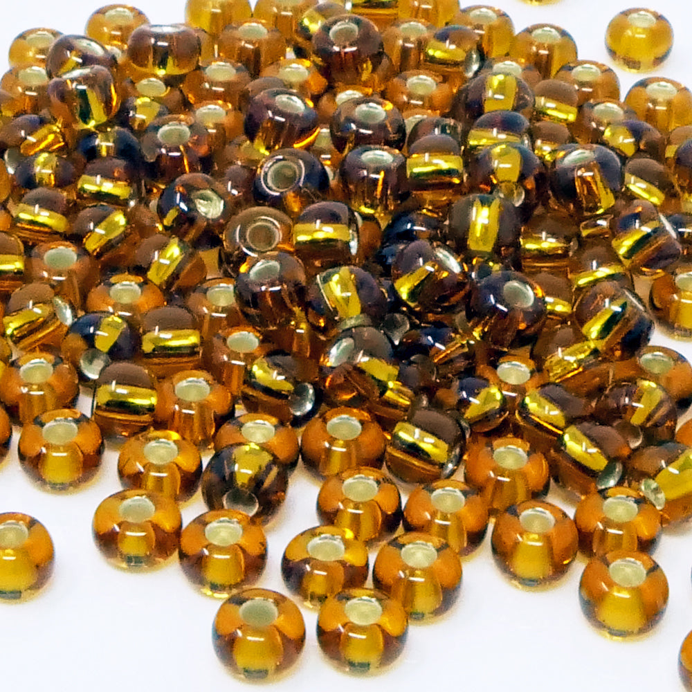 Rocailles 5/0 Glas Perlen mit Silbereinzug 4mm braun 170x Glasperlen Beads -664