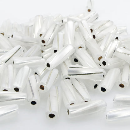 Rocailles-Stifte 10mm Weiß mit Silbereinzug 100x Röhrchen getwistet Perlen Tubes