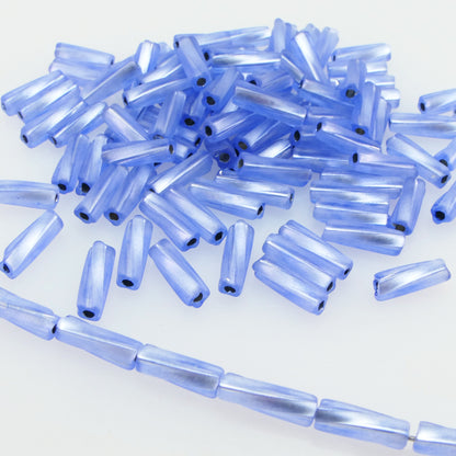 Rocailles-Stifte 10mm Blau mit Silbereinzug 100x Röhrchen getwistet Perlen Tubes