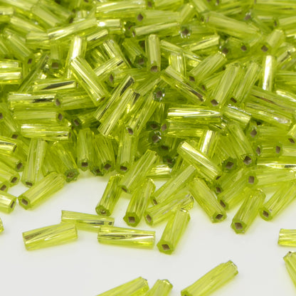 Rocailles-Stifte 6,5mm Olivgrün 560x Röhrchen getwistet Perlen Tubes zum Auffädeln