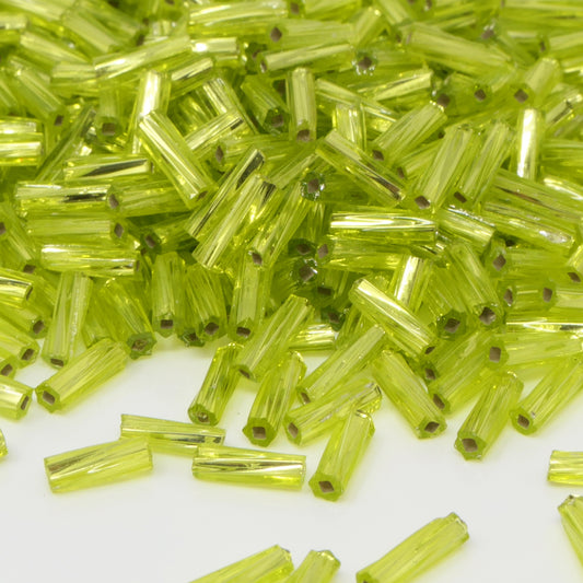 Rocailles-Stifte 6,5mm Olivgrün 560x Röhrchen getwistet Perlen Tubes zum Auffädeln