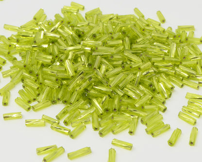 Rocailles-Stifte 6,5mm Olivgrün 560x Röhrchen getwistet Perlen Tubes zum Auffädeln