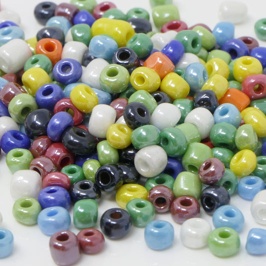 Rocailles Perlen 220 St. Glasperlen bunt opak 4mm Bastelperlen Beads -1832