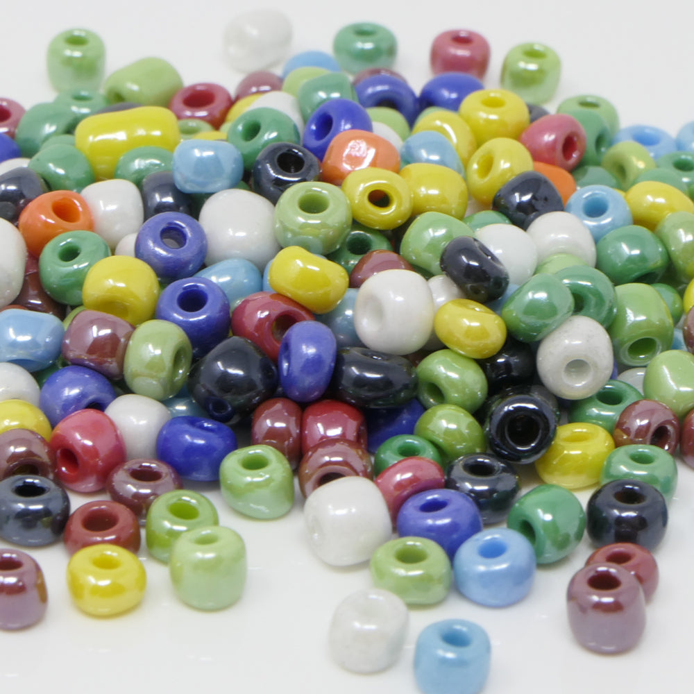 Rocailles Perlen 220 St. Glasperlen bunt opak 4mm Bastelperlen Beads -1832
