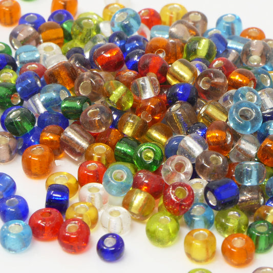 Rocailles Glasperlen Mix bunt mit Silbereinzug 4mm 240x Perlen Rocaillesperlen Mischung -1836