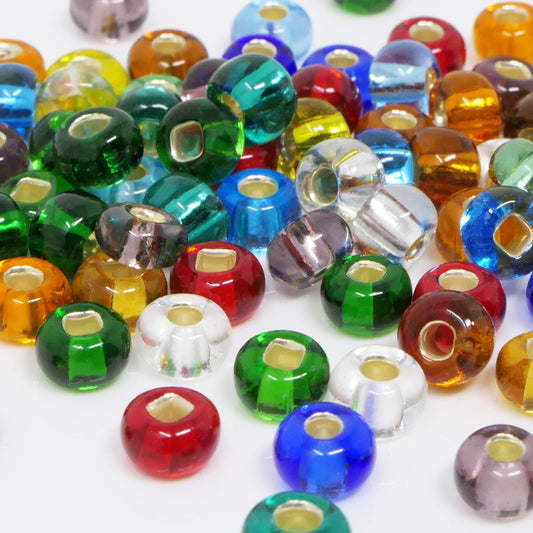 Rocailles Perlen-Mix mit Silbereinzug 5,8mm bunte 90x Indianerperlen zum Auffädeln und Basteln Größe 2/0