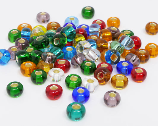 Rocailles Perlen-Mix mit Silbereinzug 5,8mm bunte 90x Indianerperlen zum Auffädeln und Basteln Größe 2/0