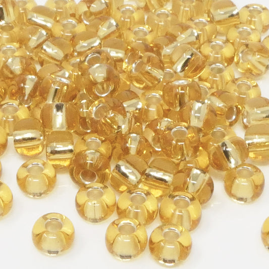 Rocailles 3/0 Glas Perlen mit Silbereinzug 6mm hell topas 100x Glasperlen Beads -1495
