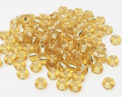 Rocailles 3/0 Glas Perlen mit Silbereinzug 6mm hell topas 100x Glasperlen Beads -1495