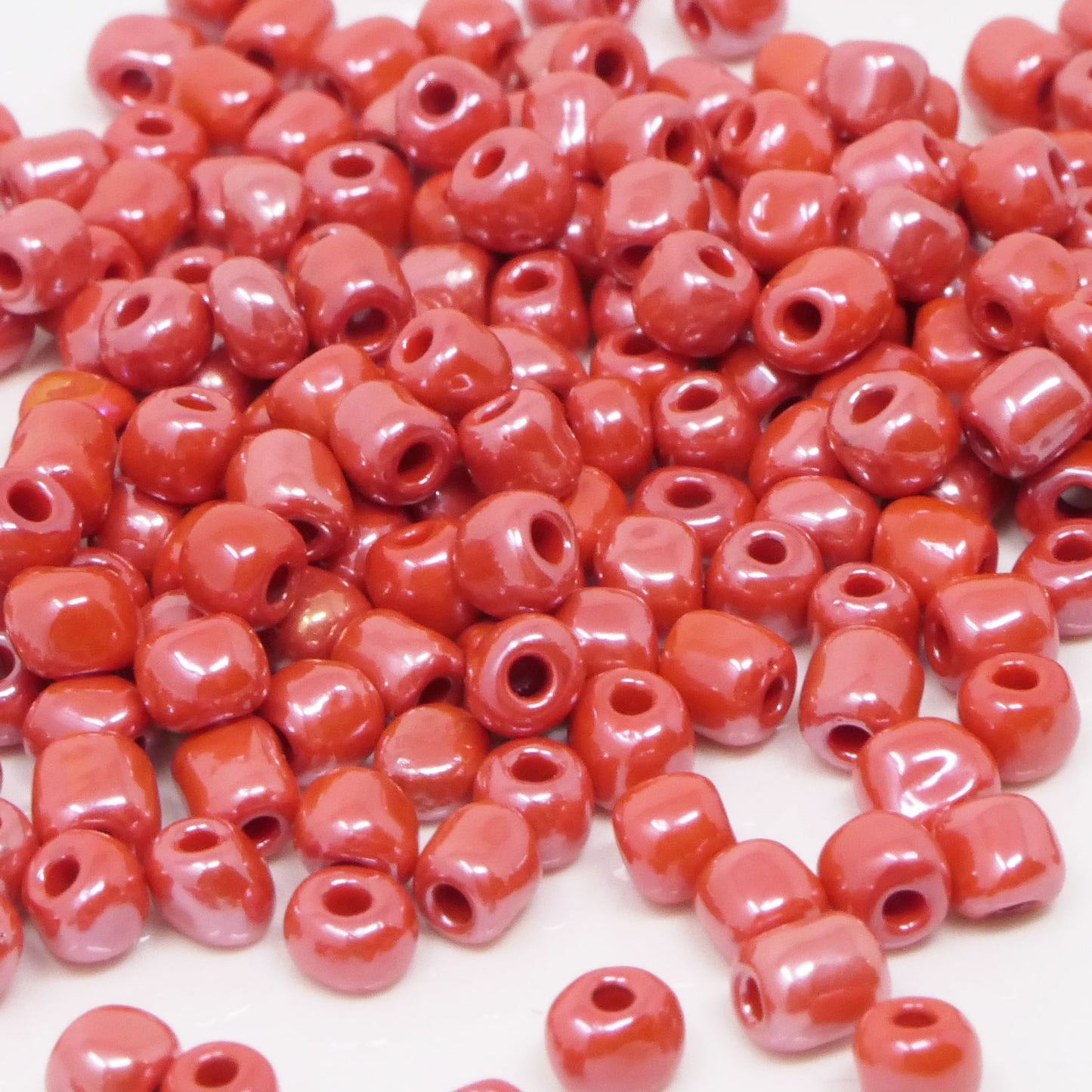 Rocailles Perlen 200 St. Glasperlen Hellrot opak 4mm Bastelperlen Indianerperlen