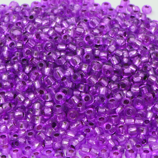 Rocailles Glasperlen 2,2mm Lila Perlen mit Silbereinzug 1600 St. Perlen Beads 11/0 Häkelperlen