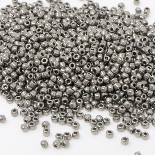 Rocailles Glasperlen 1700 St. Altsilber Metallic Perlen 2 mm Basteln mit Rocaillesperlen